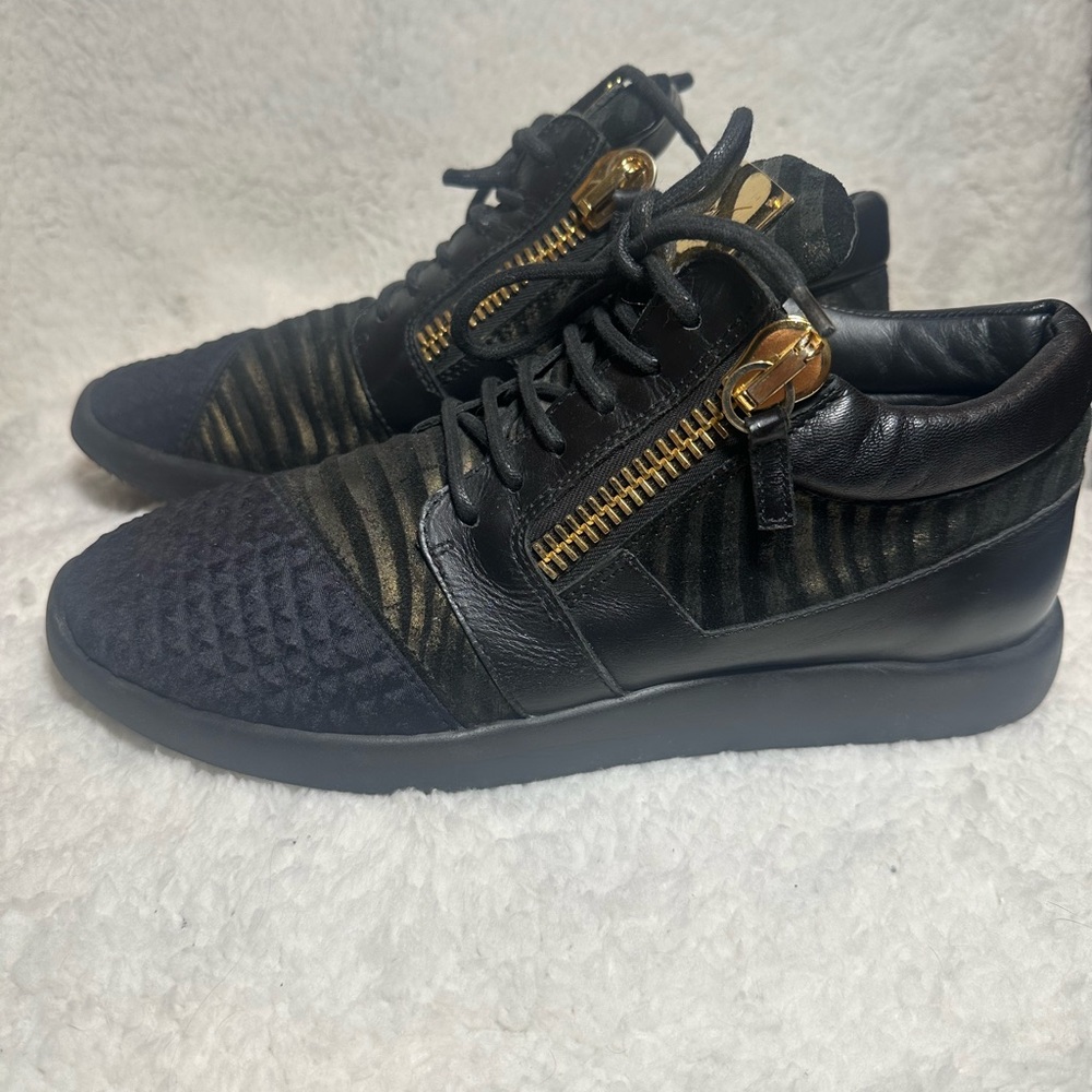 Giuseppe Zanotti Black and Gold Sneakers